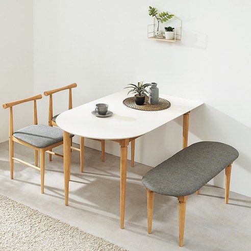 집에서 식사를 예술로 바꾸는 헤즈로 반원형 원목 식탁 세트