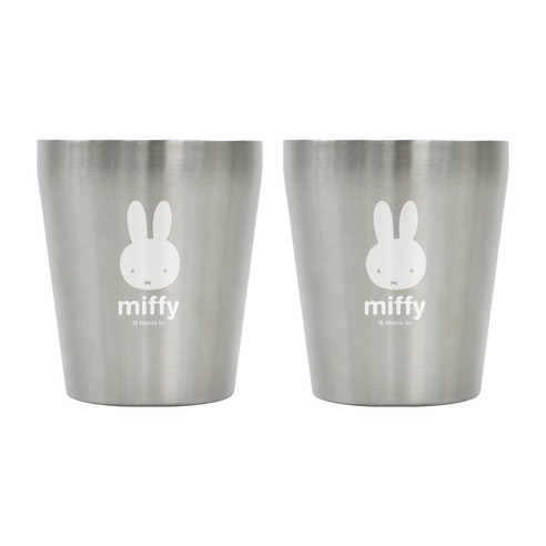 키친유 유아용 미피 스텐 304 이중컵, 실버, 2개, 250ml