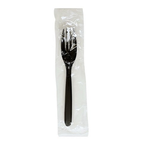   Drawing life Individual packaging Disposable fork 16 cm black, 1 piece, 300p