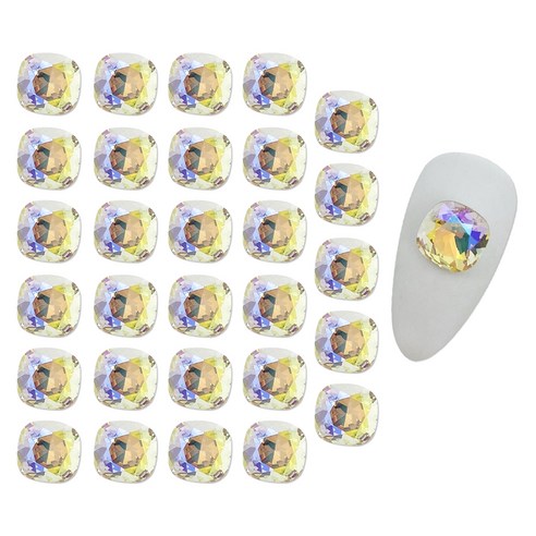 메이브라운 대용량 고퀄라운드스퀘어 네일파츠 8x8mm 30p, 오로라옐로우, 1개