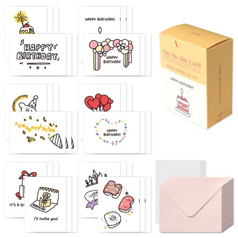 모노라이크 데이바이데이 카드 세트, Happy birthday for you, 1세트