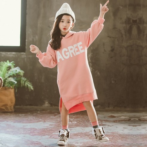 베베몽스토리 AGREE 기모 후드 원피스