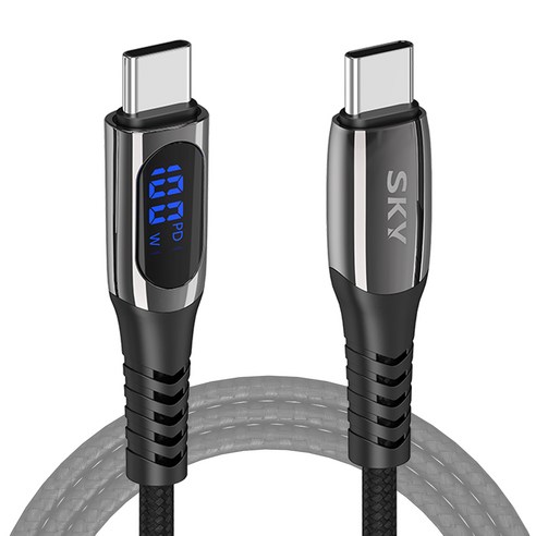 스카이 비트 LED 디스플레이 C타입 100W PD 고속충전 USB-C 케이블, 블랙, 2m, 1개 100w충전기 스카이 비트 LED 디스플레이 C타입 100W PD 고속충전 USB-C 케이블, 블랙, 2m, 1개 100w충전기