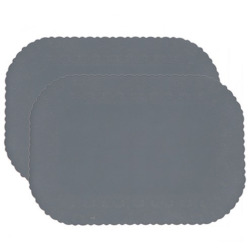 실리콘 타원 레이스 식탁매트 2p, 다크그레이, 42.5 x 30 cm