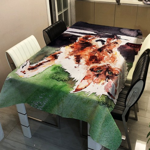 알럽홈 워터컬러 캣 프린팅 스퀘어 홈 테이블 커버, TYPE9, 90 x 90 cm