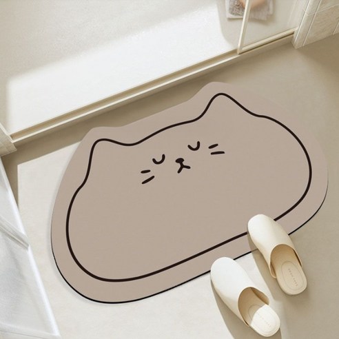 데이소이 잠자는 고양이 욕실 발매트 3.5mm, 브라운