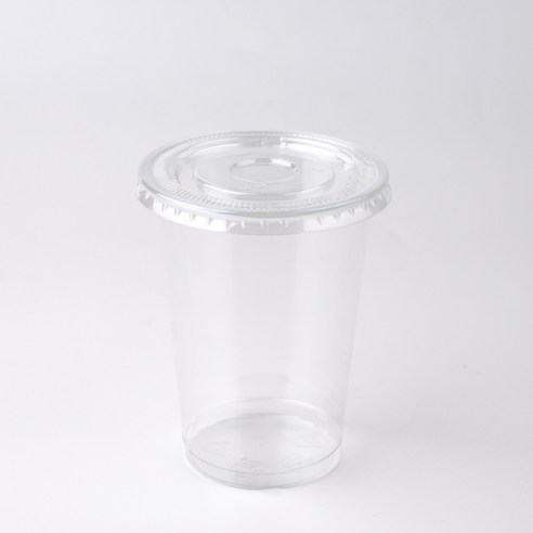 투고팩 PET 아이스컵 300ml + 무타공 평뚜껑 세트, 50세트, 1개
