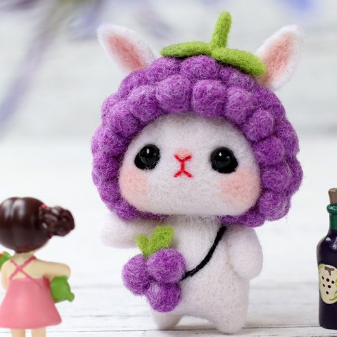 아트조이 DIY 양모펠트 키트, 1세트, 포도토끼