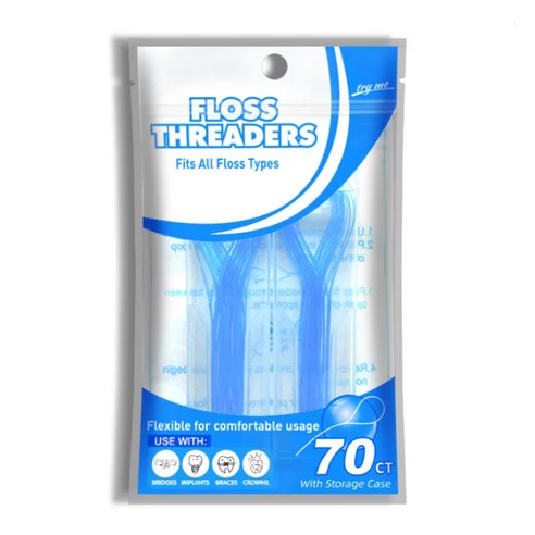 닥터치카 FLOSS THREADERS 교정용 브릿지 임플란트 치실, 70개입, 1개