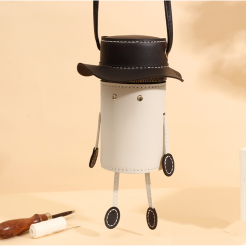 다루미 DIY 가죽공예 키트 모자쓴 휴대폰가방
