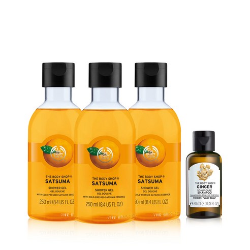 더바디샵 샤워젤 사추마 250ml x 3p + 진저 샴푸 60ml, 1세트