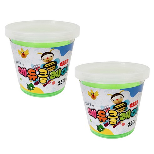 에듀클레이 유아용 클레이 2p, 형광연두, 250g, 2개