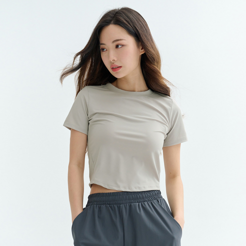 블랙몬스터핏 여성용 쿨베이스 크롭 반팔 티셔츠