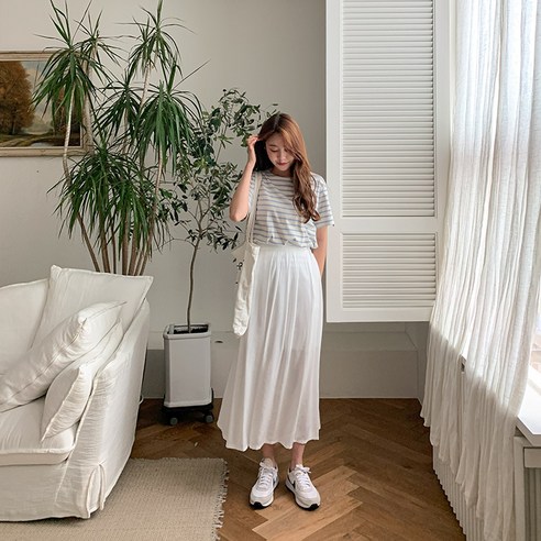 여성용 할리아 플리츠 레어 롱 스커트 SK3730K15