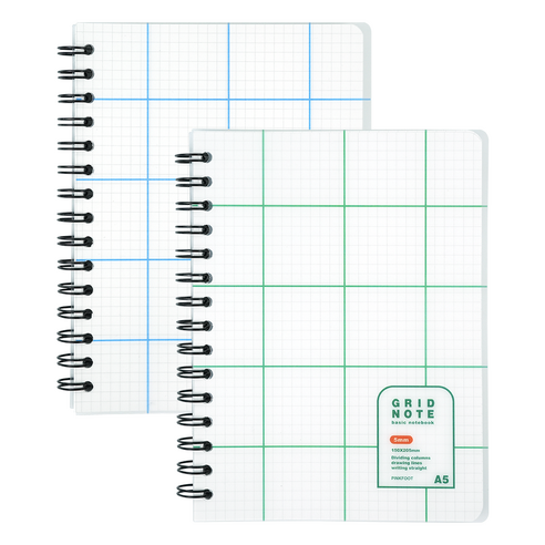 핑크풋 5000 PP 그리드 노트 5mm 2종 세트, 그린, 블루, 1세트 
노트/메모지