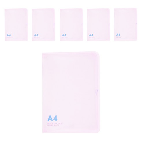 에코청운 PP 뉴 칼라 지퍼 파일 A4, 분홍, 6개