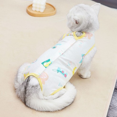 랜보어 반려동물 소프트 패턴 컬러라인 중성화복, 옐로우