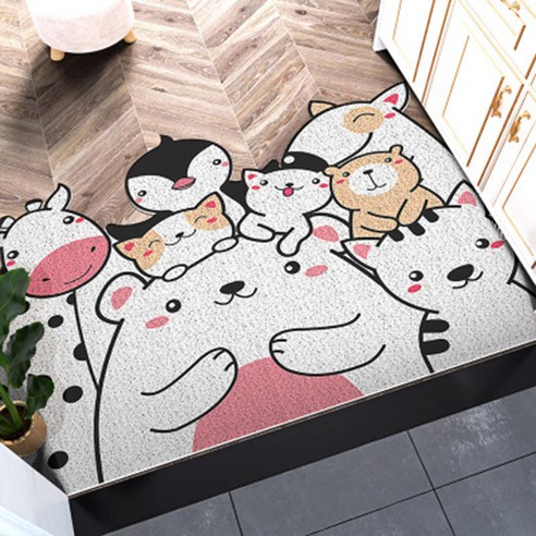 더플로우컴퍼니 리빙 플로우 애니멀 코일 현관매트 60 x 90 cm, E하얀동물, 1개