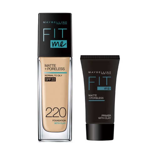 메이블린 핏미 파운데이션 30ml + 핏미 매트 프라이머 5ml 세트, 220 내추럴 베이지, 1세트
