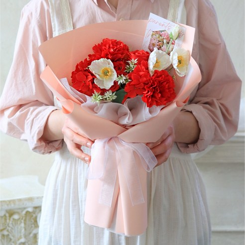 [웨딩나우ㅣ강추] 센트바스켓 조화 카네이션 플라워믹스 꽃다발: 사랑의 진심을 표현하기 위한 화려한 선물 [WeddingNOWㅣ인기상품]