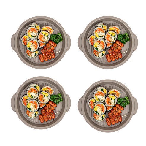 플레이팅 원형접시 4p 세트, 애쉬그레이, 단품, 1세트