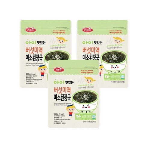 베베스트 아이 맛있는 국, 200g, 3개, 버섯미역맛