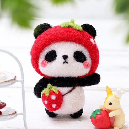 아트조이 DIY 양모펠트 키트, 1세트, 딸기판다