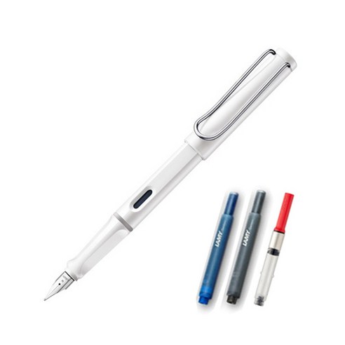 LAMY 사파리 만년필 컨버터 세트, F, 만년필(화이트), 케이스(랜덤발송)
