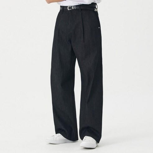 86로드 남성용 REAL WIDE ONE TUCK DENIM RAW 팬츠