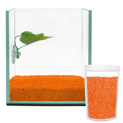 아쿠아테라 베타 유리어항 + 베타침대 + 컬러스톤 1kg CH-G150, 주황색(컬러스톤), 1개