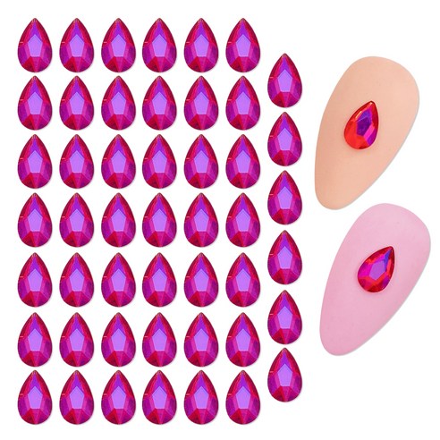메이브라운 네일 물방울 스톤 4 x 8 mm, 오로라핫핑크, 50개