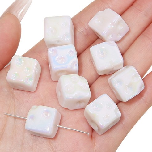 알로데 스퀘어 치즈 글로시 큐브 DIY 비즈 14 x 14 mm 5p, A05 화이트, 5개