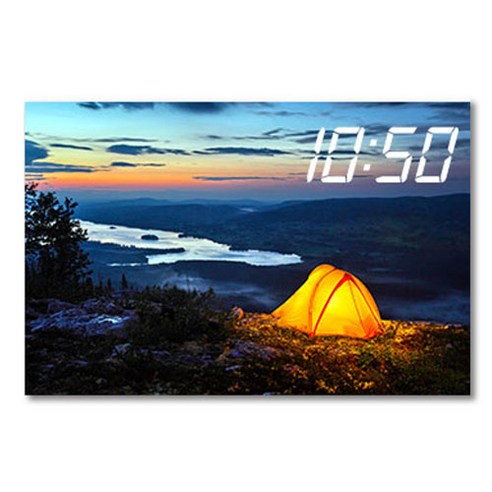 홈마인 LED 캔버스 프린팅 액자 시계 캠핑, 600-HM-CAMPING-01