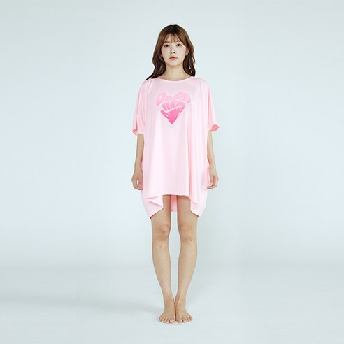 솔레일 여성용 썸머 럽 오버핏 래쉬가드 판초 상의