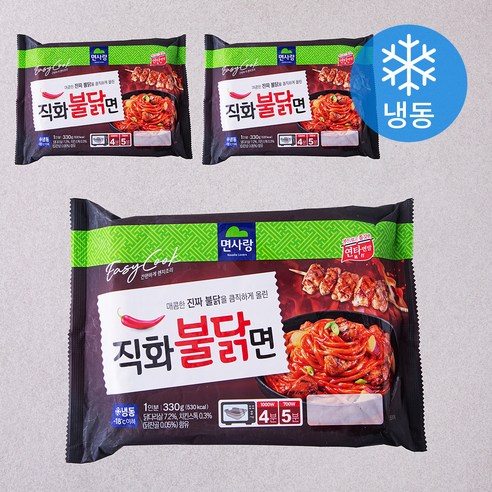 면사랑 직화불닭면 1인분 (냉동), 330g, 3개