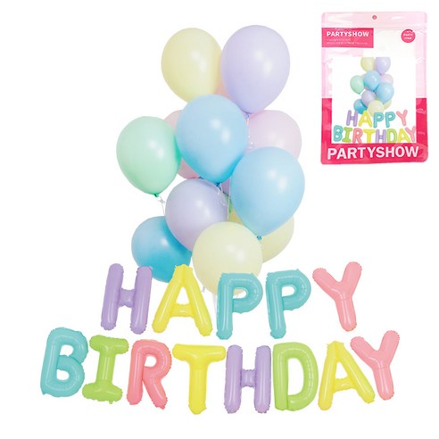 파티쇼 생일 메세지 은박풍선 + 매트 파스텔 풍선 30p 세트, 1세트, 마카롱(은박풍선)