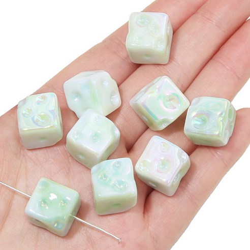 알로데 스퀘어 치즈 글로시 큐브 DIY 비즈 14 x 14 mm 5p, A01 그린, 5개