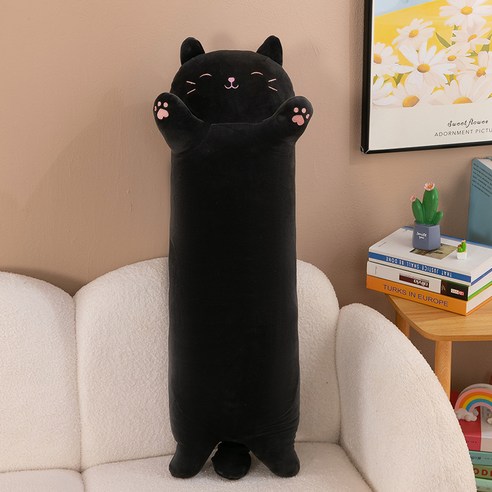 몬드스팟 모찌 고양이 일자 바디필로우 YY57526, 블랙