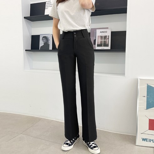 세련됨과 편안함이 조화를 이룬 가비진 여성용 하이웨스트 와이드 슬랙스