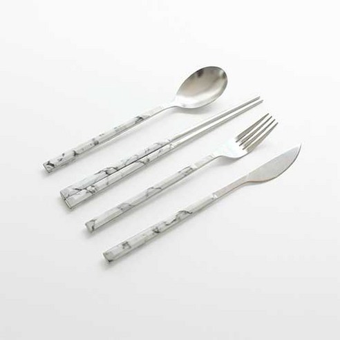 메나르 델보브 커트러리 10인 40p 세트, 마블화이트, 숟가락 10p + 젓가락 10p + 포크 10p + 나이프 10p