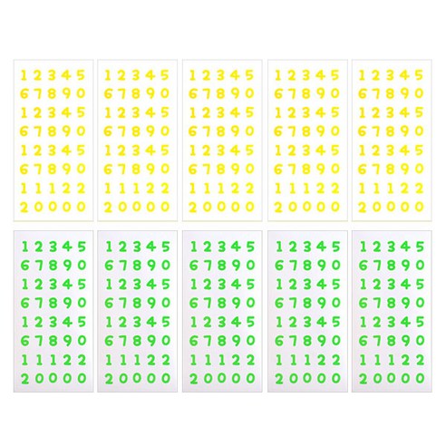 루카랩 폴카 넘버 스티커 2종 x 5p 세트, B(네온 옐로, 네온 그린), 1세트
