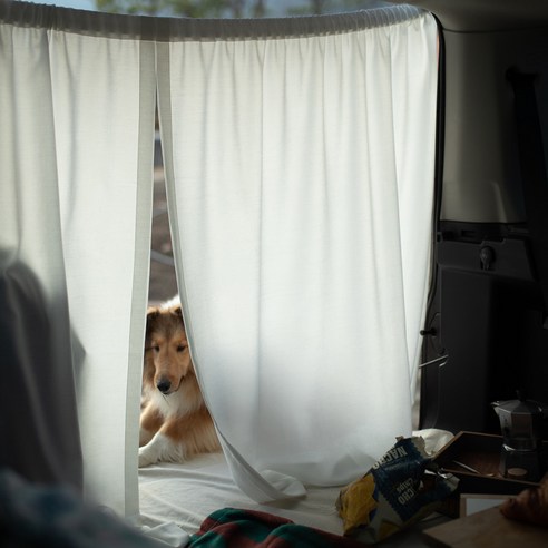 스튜디오하모 차박 캠핑 차량용 트렁크 커튼, 레인 에크루, 1개