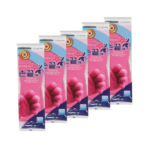 손끝에별 고무장갑 중 M, 분홍, 5세트