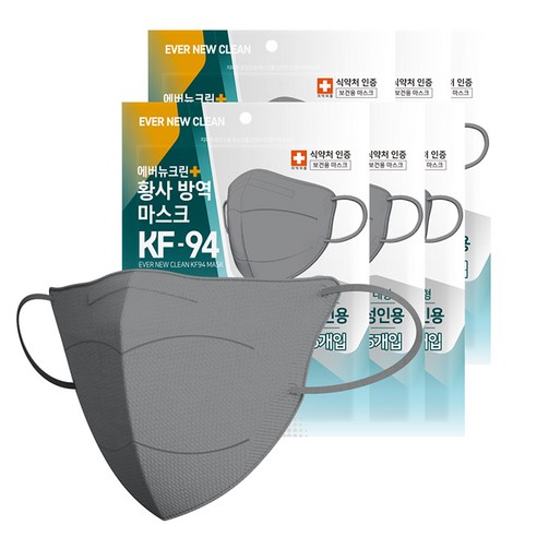 에버뉴크린 황사방역마스크 새부리형 그레이 대형 KF94, 5개입, 6개