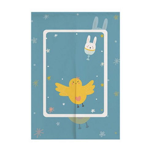 귀여운 동물캐릭터 그림 패브릭 가리개 커튼