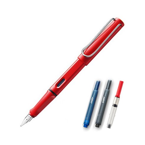 LAMY 사파리 만년필 컨버터 세트, EF, 만년필(레드), 케이스(랜덤발송), 1세트
