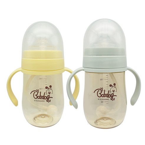 밥독 유아용 PPSU 스마트 빨대컵 180ml 트윈팩, 레몬, 민트, 1세트