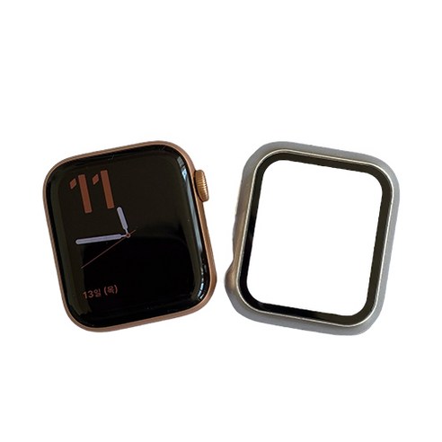 지구촌마트 애플워치 하이브리드 풀커버 TPU 케이스 40mm, 글램실버