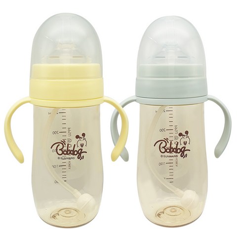 밥독 유아용 PPSU 스마트 빨대컵 260ml 트윈팩, 1세트, 레몬, 민트