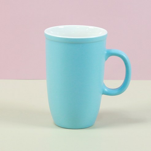 해피정 오벌 라인 롱 무광 머그컵 480ml, 블루, 1개